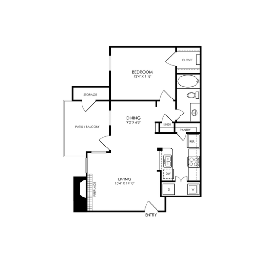 floor plan - 1 bedroom, 1 bath, 990 sq ft at The  Montgomery