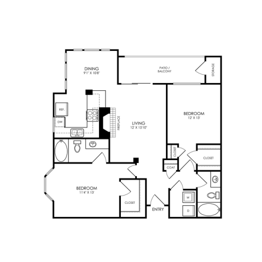 floor plan - 2 bedroom, 2 bath, 1,832 sq ft at The  Montgomery